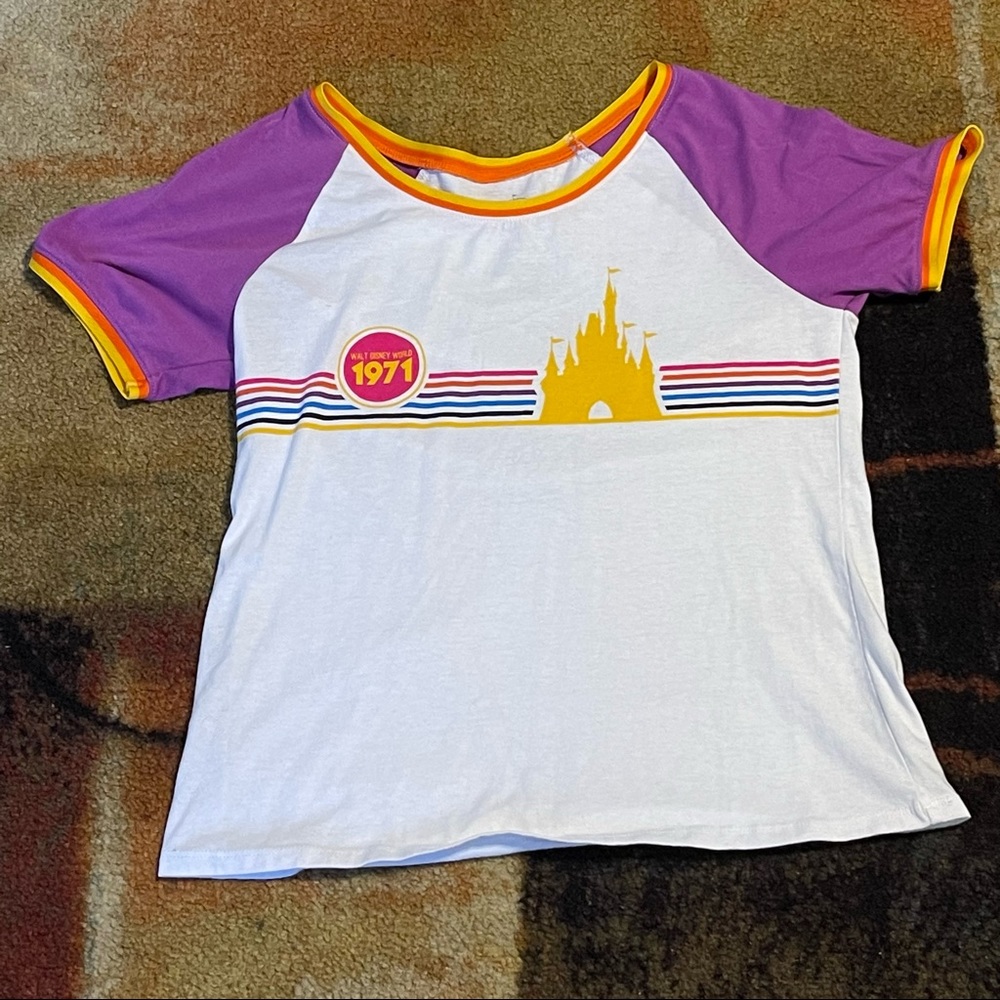 White Disney World Tee with Purple Sleeves